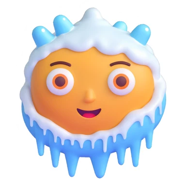 face divided down the middle, one side frosty with icicles, other side flushed and steaming, merging cold and hot emoji expressions sticker
