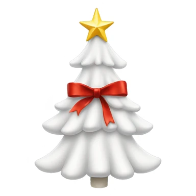 aesthetic white christmas tree with a star and red bow sticker