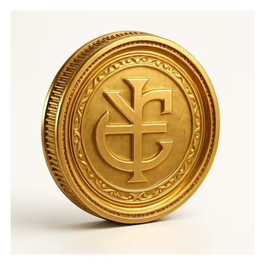a gold coin, embossed sticker