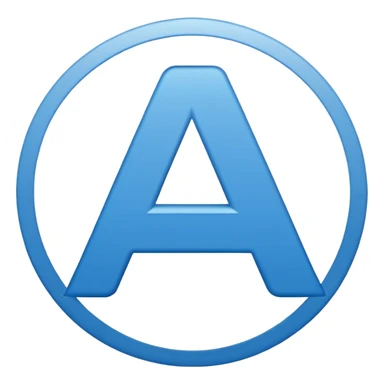 The image is a blue icon with the letter "A" in the center. The letter is in a bold, sans-serif font and is slightly tilted to the right. Below the letter, there is a smaller text that reads "10.9". The background is white and the icon is simple and minimalistic. sticker