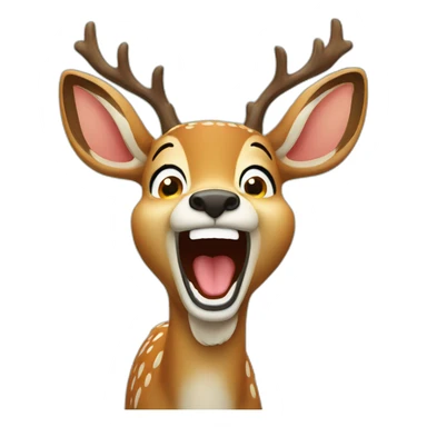 A deer laughing out loud  sticker