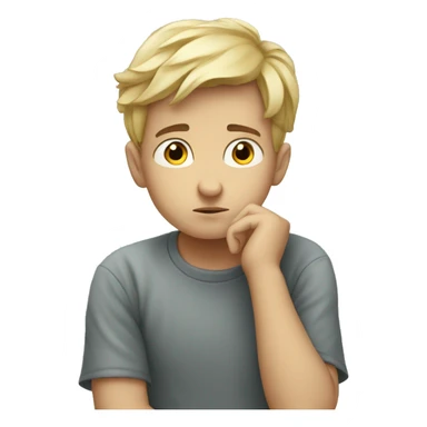 White thoughtful boy in contemplation sticker