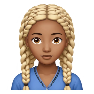 kenyan woman with long, black, braided hair in rows, brown eyes, pretty, round face, blond at tips of hair sticker