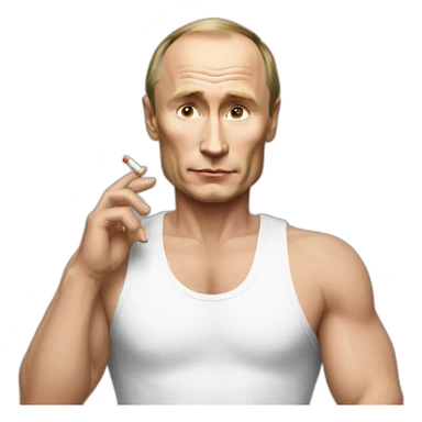 Putin with cigarette and wearing white tank top sticker