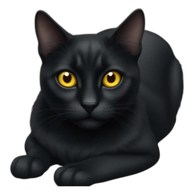 a completely black cat with yellow eyes sticker
