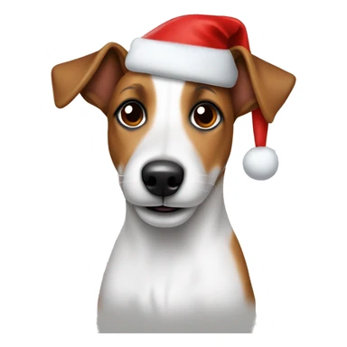 Jack Russel wearing a christmas hat sticker