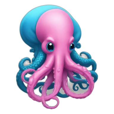 a blue kraken kissing an another pink kraken sticker