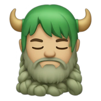 green haired viking sleeping sticker