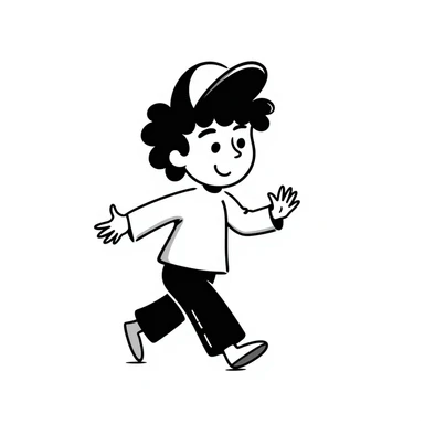 Simple sketch of a boy with a baseball cap sticker