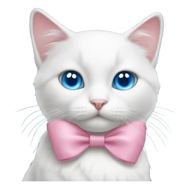 White cat with blue eyes and pink bow  sticker