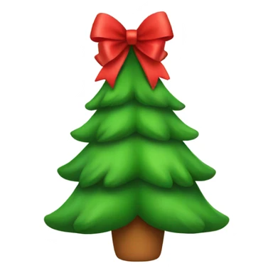 Christmas tree with a big red bow sticker