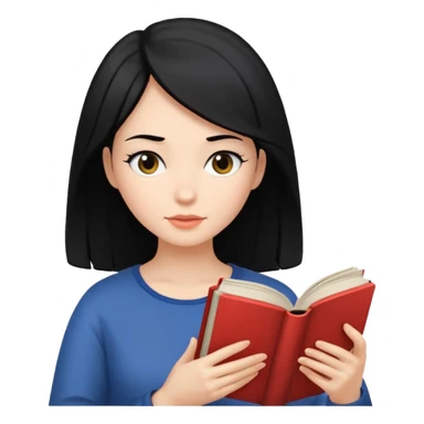 검정머리에 책읽고있는 여자. 해줘. 그리고 그 책으로 얼굴 반은 가린듯한 sticker