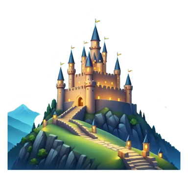 fantasy scenery, ancient castle on a hill, mystical lights sticker