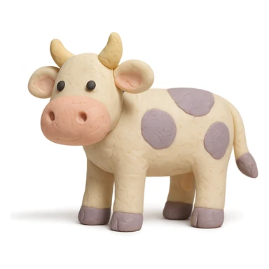 claymation style cow, pastel colors, no background sticker