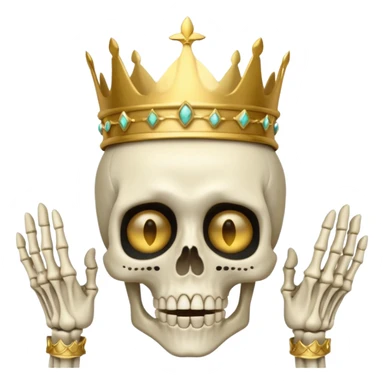اسکلت تاج دار ترسیده که دستش را روی سرش گذاشته و دهنش بازه sticker