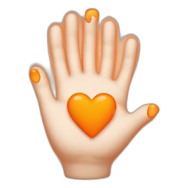 V hand signal with orange hearts floating around  sticker