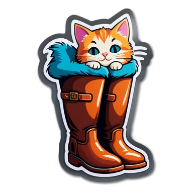 Cat in boot sticker