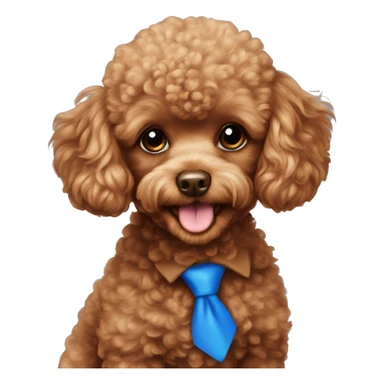 Red toy poodle with a blue tie sticker