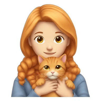 little girl with light brown hair hugging an orange cat really tight sticker