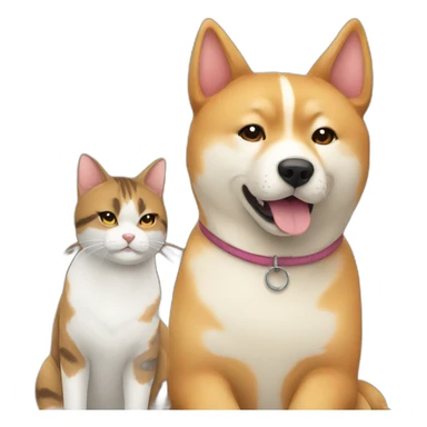 cat friends with dog shiba sticker