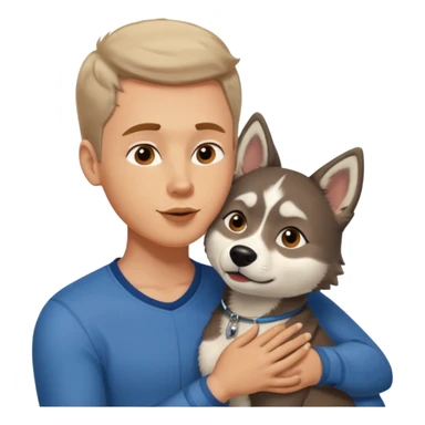 White guy kissing black woman with a pet husky sticker