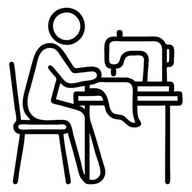 outlined icon of a tailor sewing, no fill sticker