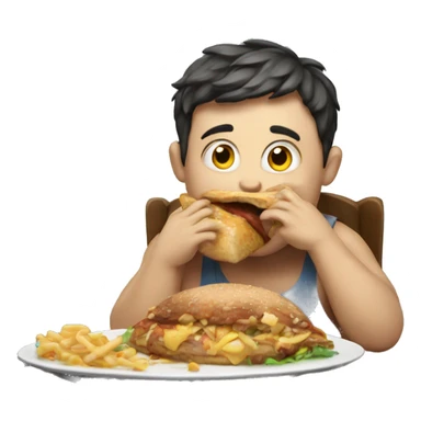 big boy vova eating lot of food sticker