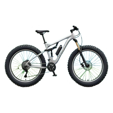 The background showcases majestic mountains, lush green valleys, and a bright blue sky with fluffy clouds. The sun casts warm light over the landscape, emphasizing the beauty of outdoor cycling. a mountain bike standing on a scenic trail.  sticker