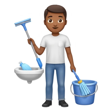 man Cleaning the bathroom sticker