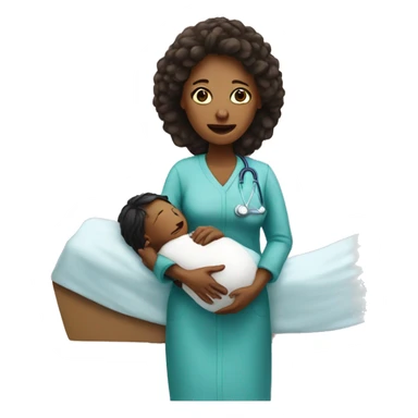 a woman gives birth and doctors stand nearby sticker