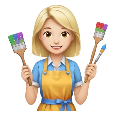 Young Women painting smilling tablier sticker