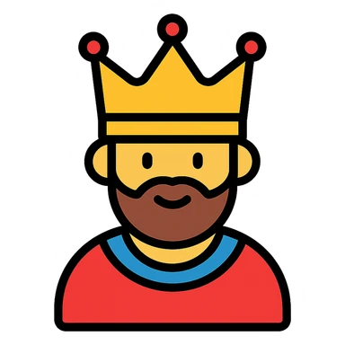 color outline icon of a king with crown sticker