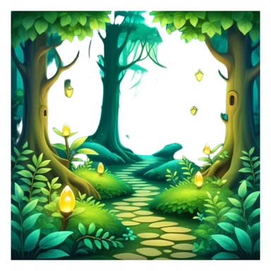 enchanted forest with dense foliage and soft magical glow, fantasy vibe sticker