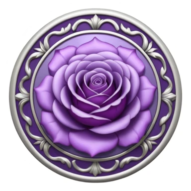 Purple shadow rose silver circle plaque sticker