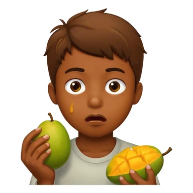 Boy eating mangoes, disgusted sticker