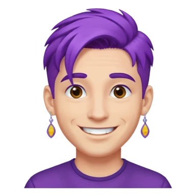 purple haired man with earrings sticker