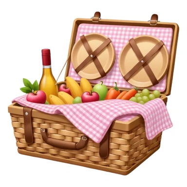 Picnic Basket With Light Pink Gingham Blanket sticker