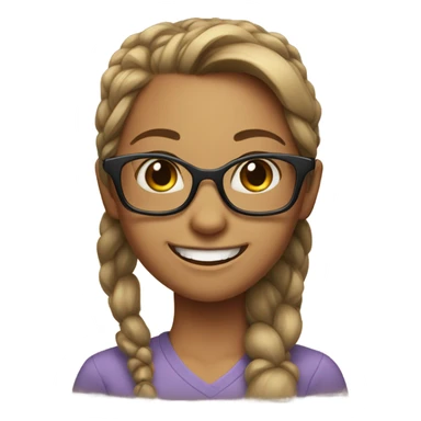 girl with glasses and smile with ponytail ￼ sticker