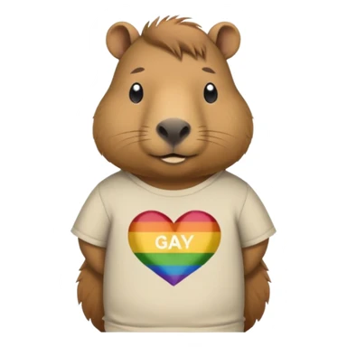 Capybara wearing a shirt that says GAY sticker