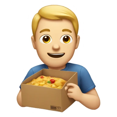 White man eating a box sticker