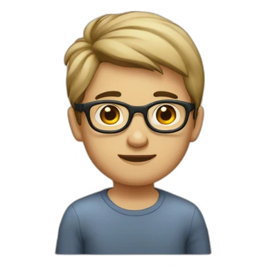 handsome huge eurasian boy wuth glasses, shorter cut, kinda round face sticker