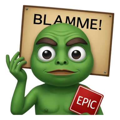 Pepe holding a sign says blame epiic sticker