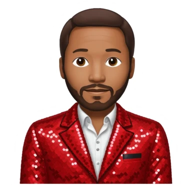 Marvin Gaye with dark brown hair, red sequin outfit sticker