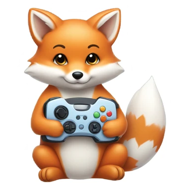 Detailled Baby kawaii fox on handless console sticker