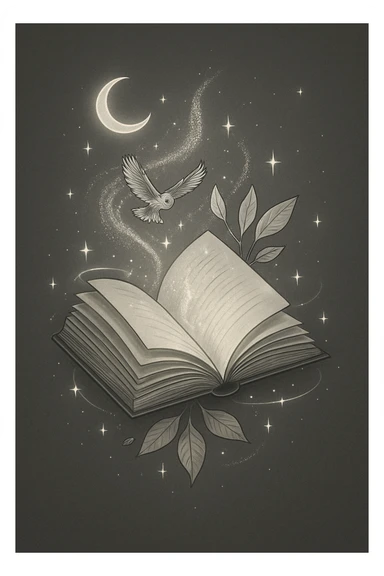 Create a simple but detailed illustration of an open magical book with shadows and highlights. Add magic energy or sparkles emanating from the book, with a glowing magical effect. The style should be clean and minimalistic line-art with well-developed shadows and highlights, inspired by the reference image. sticker