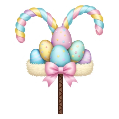Easter whip decorated with colorful pastel bows sticker