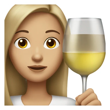 White woman with long brown hair and brown eyes drinking white wine  sticker