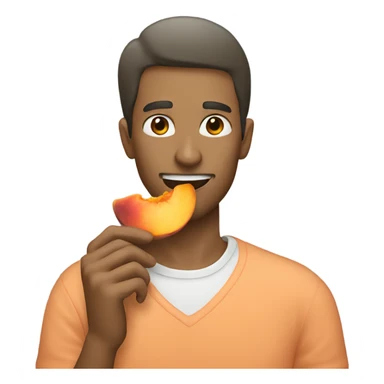 Man eating a peach sticker