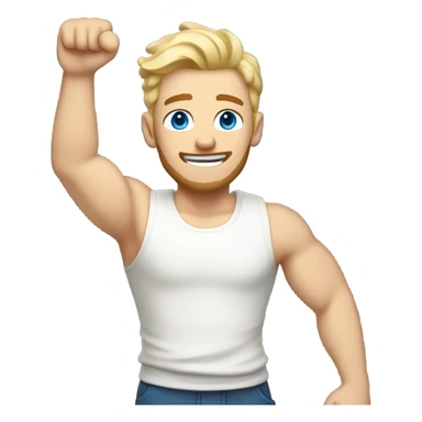 full body raised arms light curl blonde 30yo man blue eyed pale skin sticker