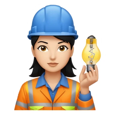 Electricity power employer at work with black hair sticker